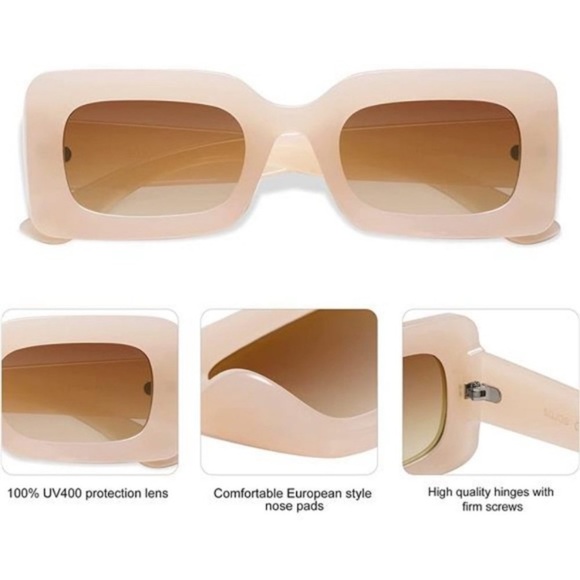 SOJOS Retro 90s Nude Rectangle Sunglasses For Women Trendy Chunky Glasses - Picture 2 of 9